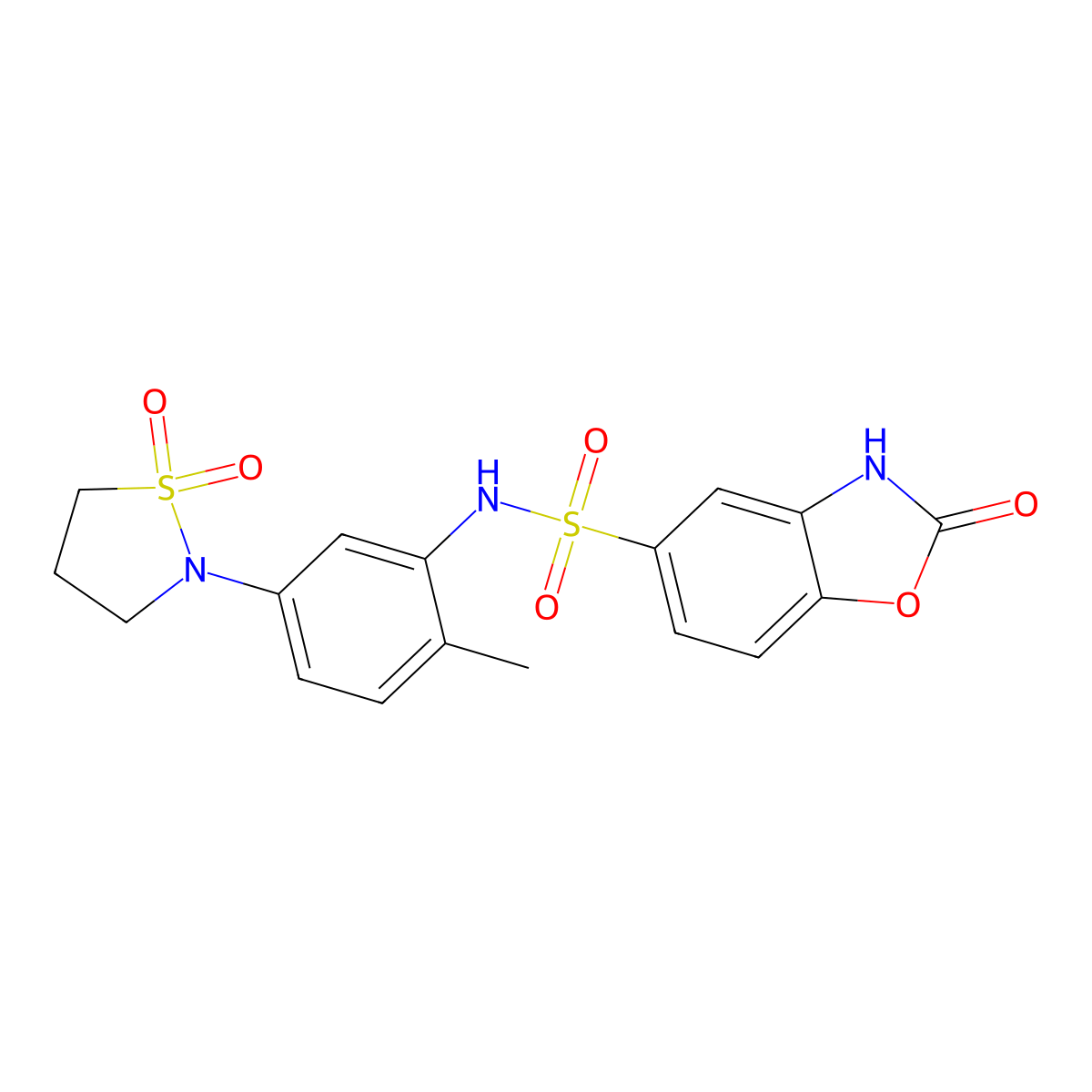 N-(5-(1,1-dioxidoisothiazolidin-2-yl)-2-methylphenyl)-2-oxo-2,3-dihydrobenzo[d]oxazole-5-sulfonamide molecular structure, CAS 1428379-77-4