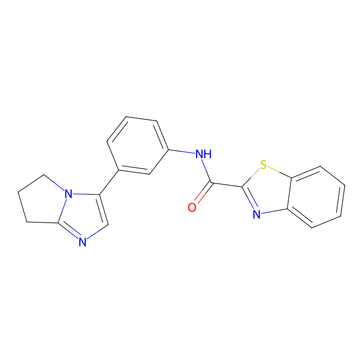 N-(3-(6,7-dihydro-5H-pyrrolo[1,2-a]imidazol-3-yl)phenyl)benzo[d]thiazole-2-carboxamide molecular structure, CAS 1428379-78-5