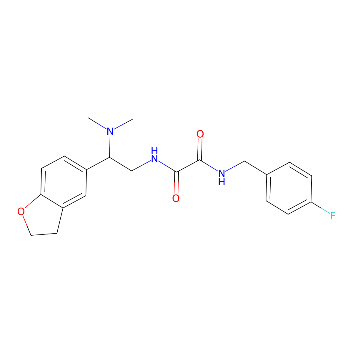 N1-(2-(2,3-dihydrobenzofuran-5-yl)-2-(dimethylamino)ethyl)-N2-(4-fluorobenzyl)oxalamide molecular structure, CAS 1428379-80-9