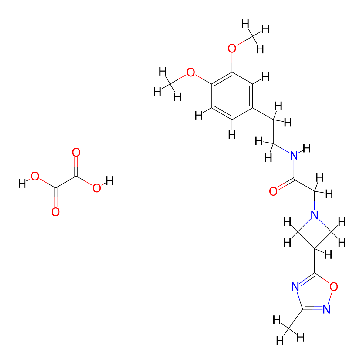 N-(3,4-dimethoxyphenethyl)-2-(3-(3-methyl-1,2,4-oxadiazol-5-yl)azetidin-1-yl)acetamide oxalate molecular structure, CAS 1428379-81-0
