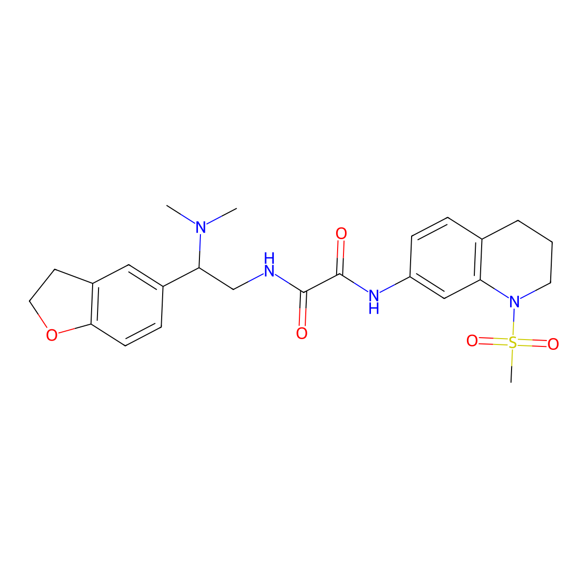 N1-(2-(2,3-dihydrobenzofuran-5-yl)-2-(dimethylamino)ethyl)-N2-(1-(methylsulfonyl)-1,2,3,4-tetrahydroquinolin-7-yl)oxalamide molecular structure, CAS 1428379-82-1