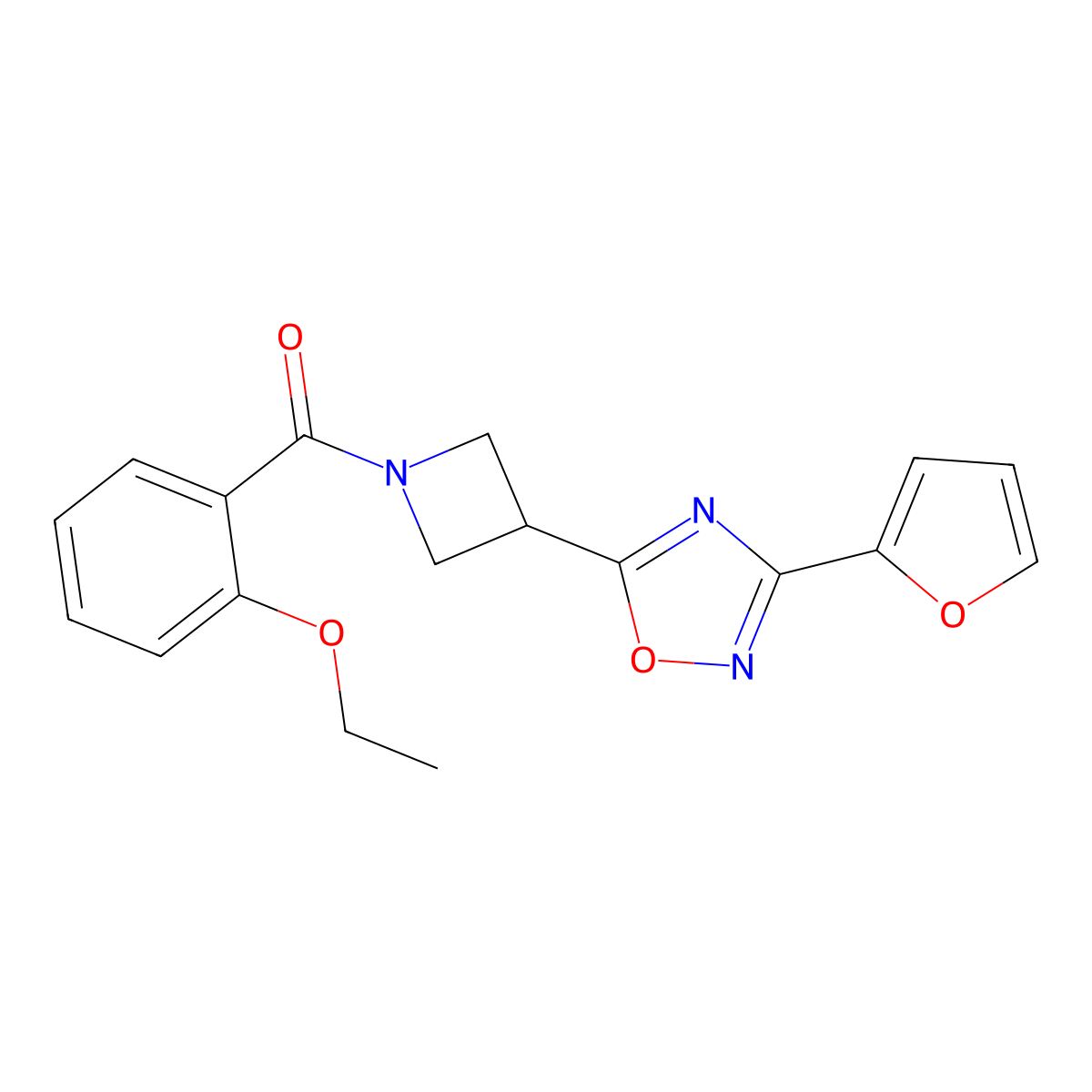 (2-Ethoxyphenyl)(3-(3-(furan-2-yl)-1,2,4-oxadiazol-5-yl)azetidin-1-yl)methanone molecular structure, CAS 1428379-90-1