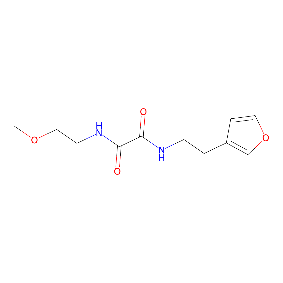 N1-(2-(furan-3-yl)ethyl)-N2-(2-methoxyethyl)oxalamide molecular structure, CAS 1428379-95-6
