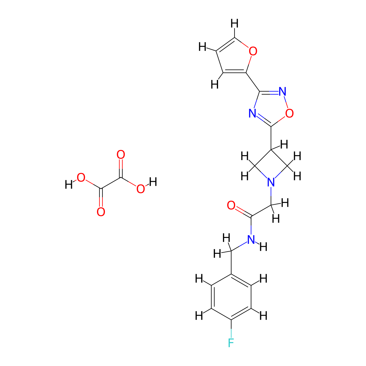 N-(4-fluorobenzyl)-2-(3-(3-(furan-2-yl)-1,2,4-oxadiazol-5-yl)azetidin-1-yl)acetamide oxalate molecular structure, CAS 1428379-97-8