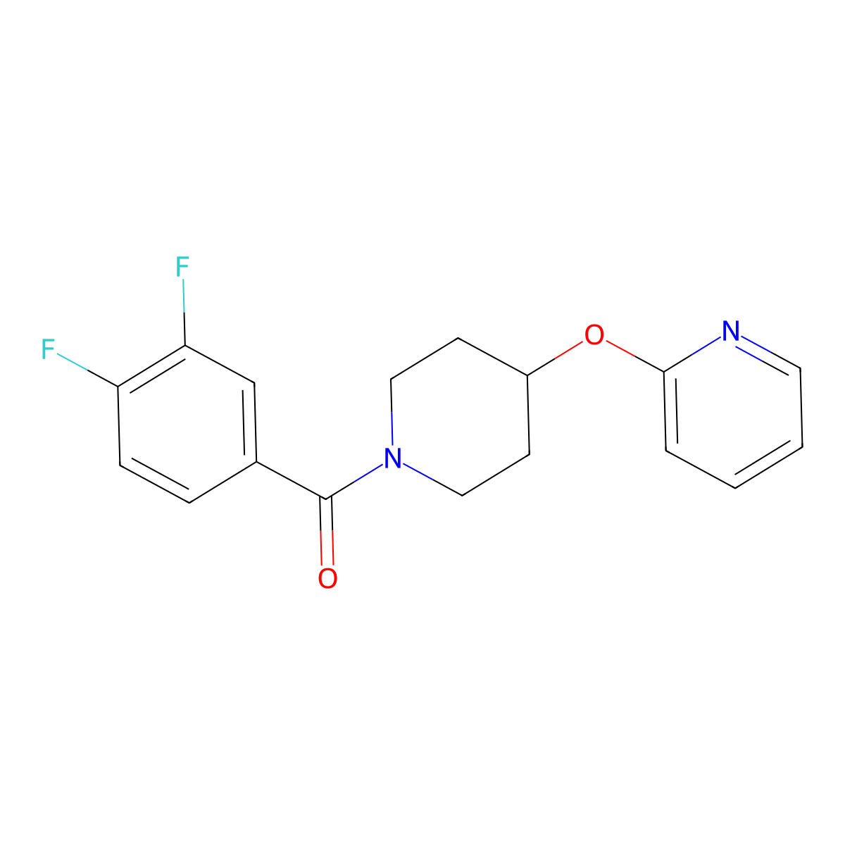 (3,4-Difluorophenyl)(4-(pyridin-2-yloxy)piperidin-1-yl)methanone molecular structure, CAS 1428380-00-0