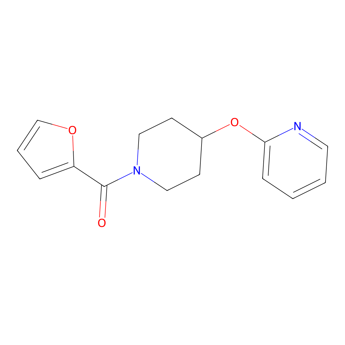 Furan-2-yl(4-(pyridin-2-yloxy)piperidin-1-yl)methanone molecular structure, CAS 1428380-02-2