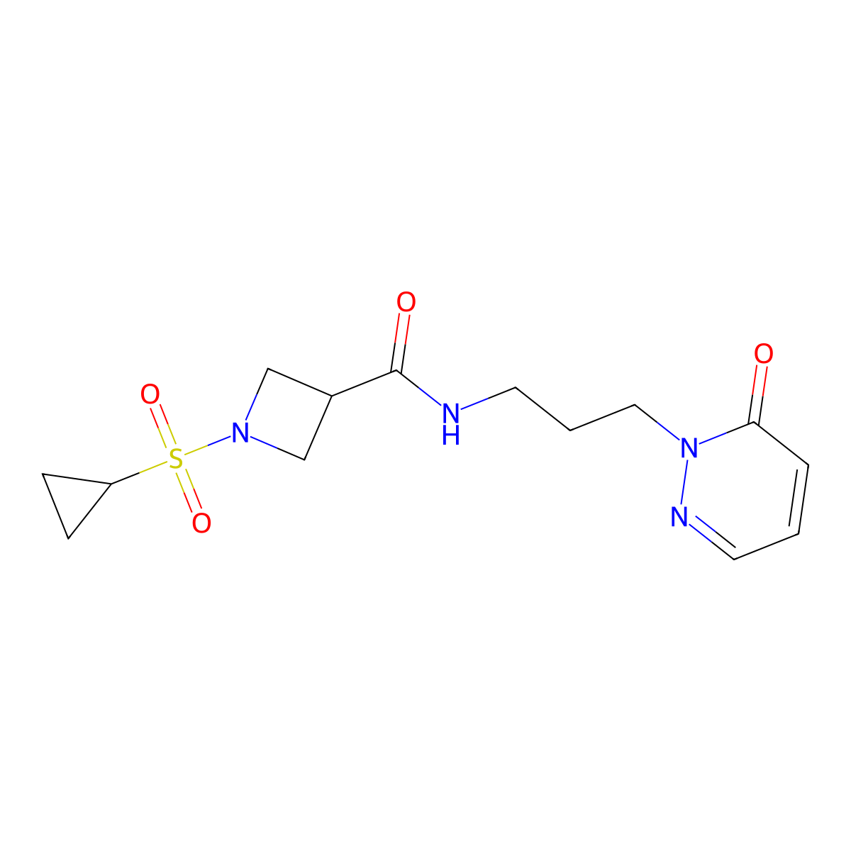 1-(cyclopropylsulfonyl)-N-(3-(6-oxopyridazin-1(6H)-yl)propyl)azetidine-3-carboxamide molecular structure, CAS 1428380-03-3