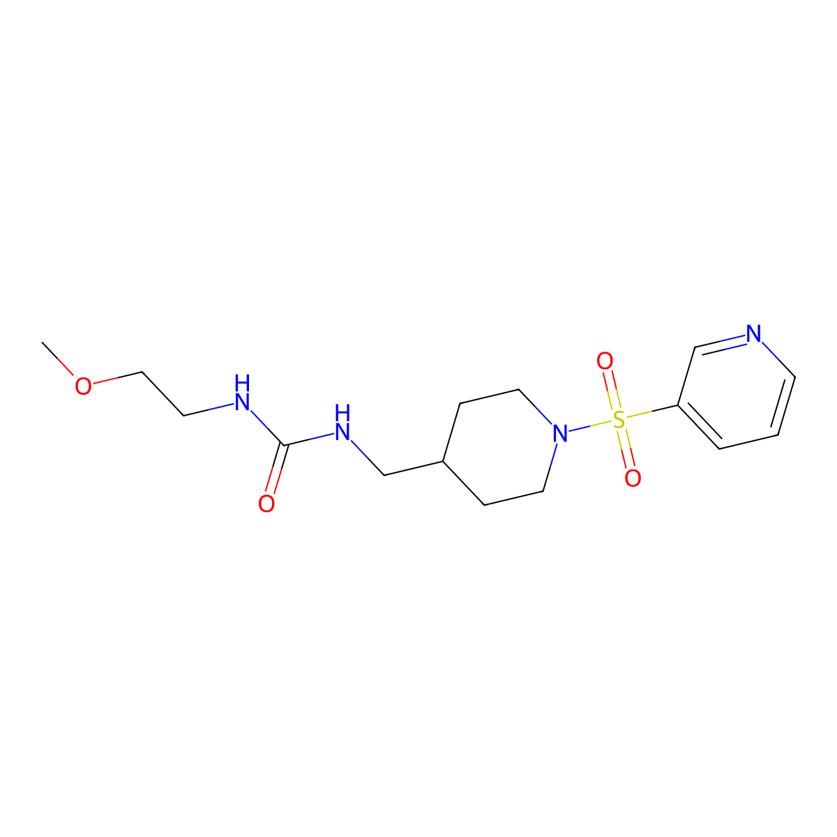 1-(2-Methoxyethyl)-3-((1-(pyridin-3-ylsulfonyl)piperidin-4-yl)methyl)urea molecular structure, CAS 1428380-08-8