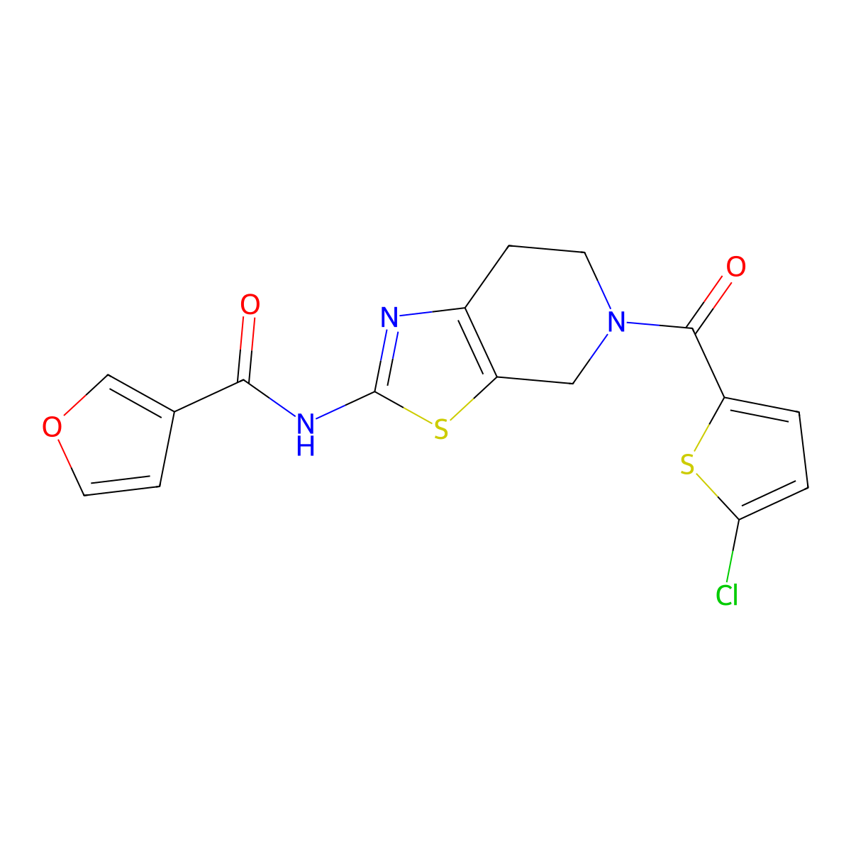 N-(5-(5-chlorothiophene-2-carbonyl)-4,5,6,7-tetrahydrothiazolo[5,4-c]pyridin-2-yl)furan-3-carboxamide molecular structure, CAS 1428380-11-3
