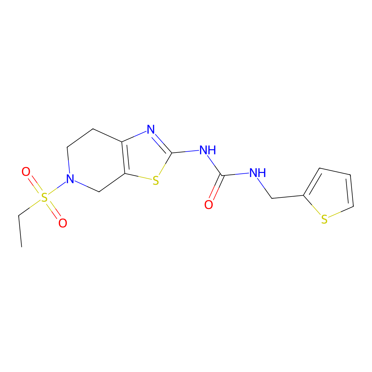 1-(5-(Ethylsulfonyl)-4,5,6,7-tetrahydrothiazolo[5,4-c]pyridin-2-yl)-3-(thiophen-2-ylmethyl)urea molecular structure, CAS 1428380-14-6