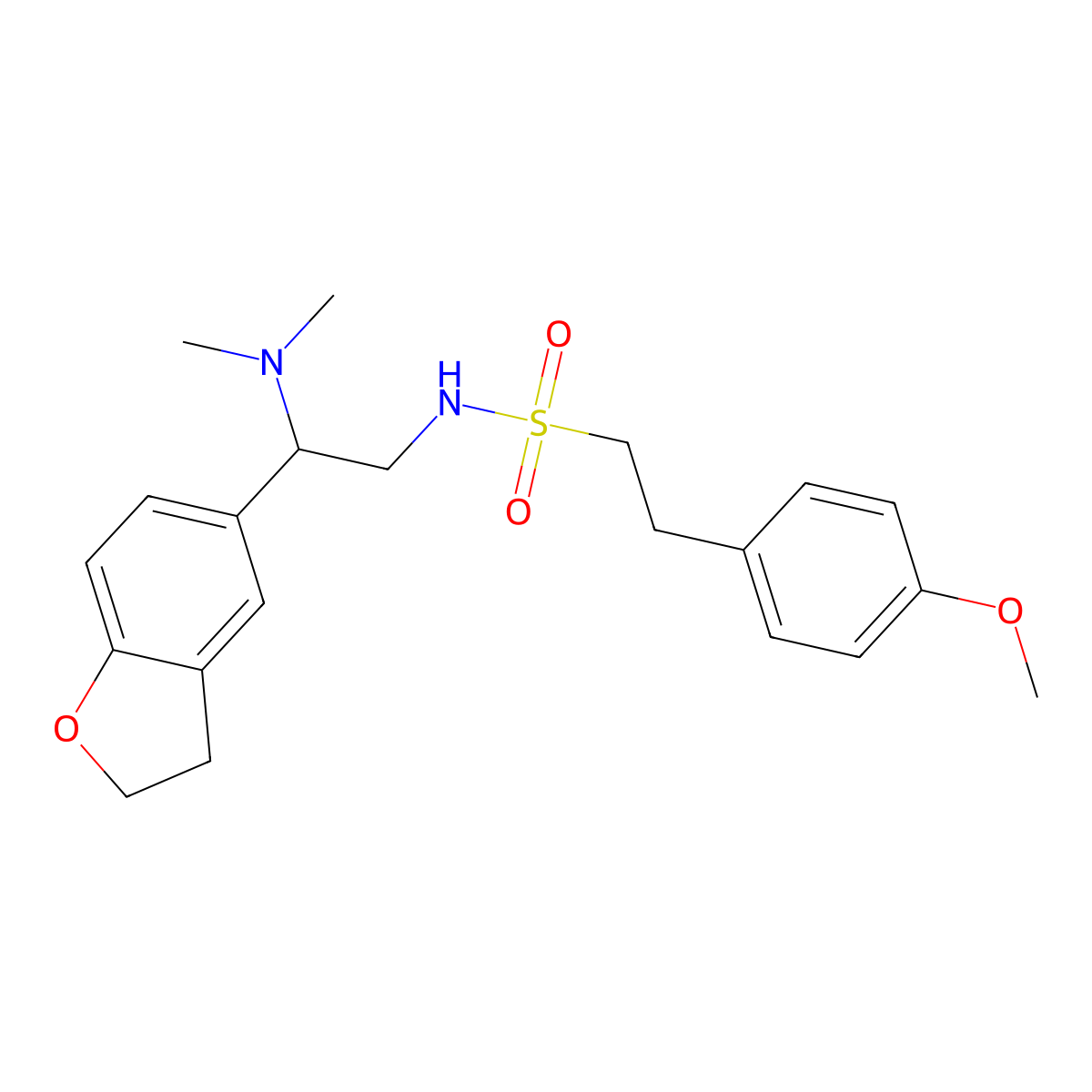 N-(2-(2,3-dihydrobenzofuran-5-yl)-2-(dimethylamino)ethyl)-2-(4-methoxyphenyl)ethanesulfonamide molecular structure, CAS 1428380-18-0