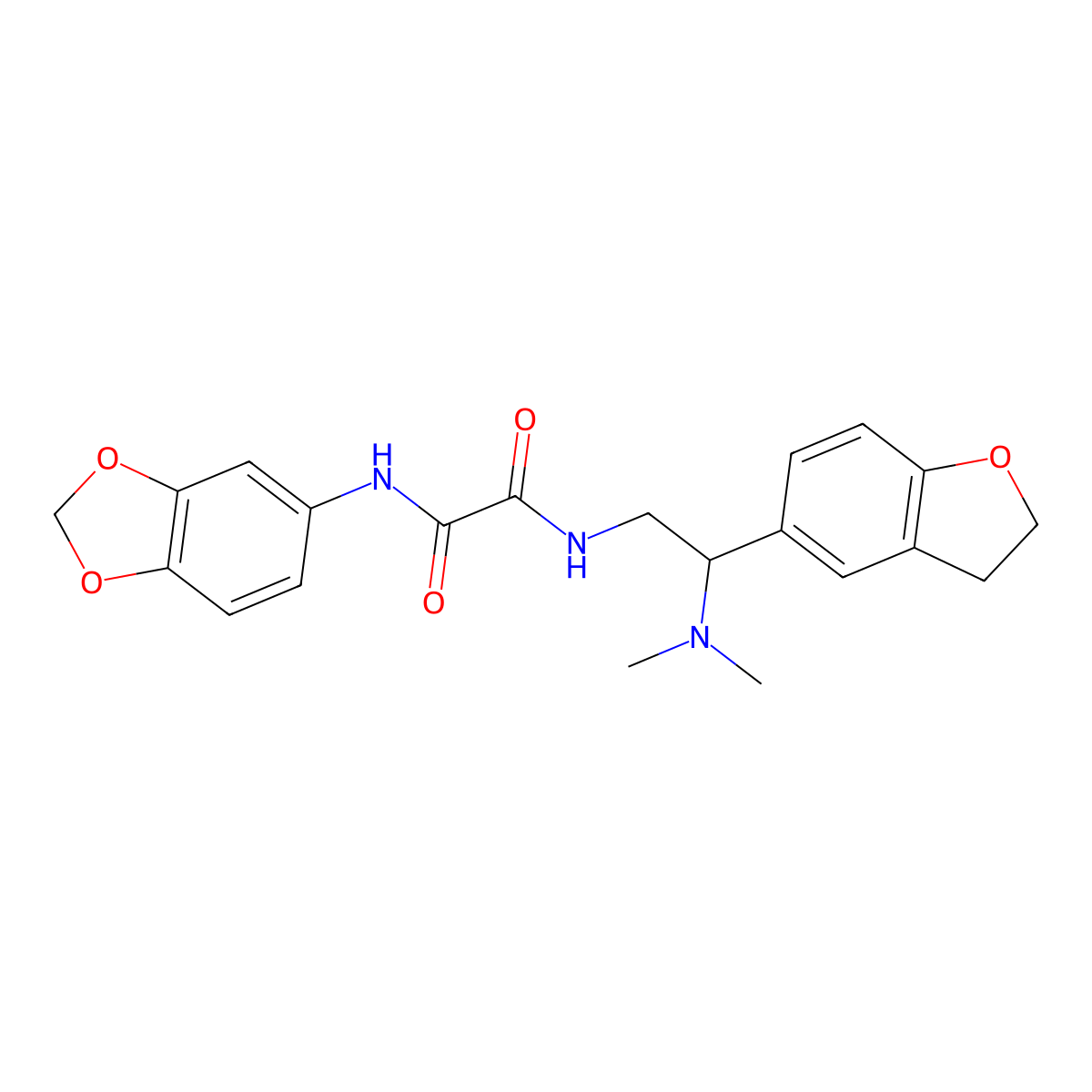 N1-(benzo[d][1,3]dioxol-5-yl)-N2-(2-(2,3-dihydrobenzofuran-5-yl)-2-(dimethylamino)ethyl)oxalamide molecular structure, CAS 1428380-19-1