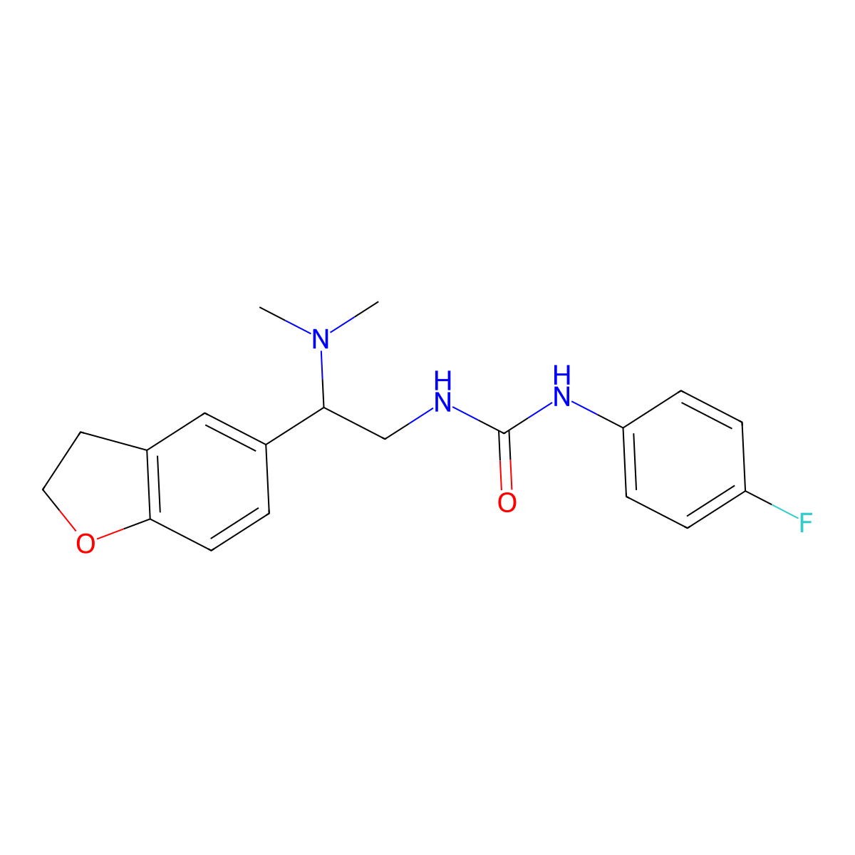 1-(2-(2,3-Dihydrobenzofuran-5-yl)-2-(dimethylamino)ethyl)-3-(4-fluorophenyl)urea molecular structure, CAS 1428380-20-4