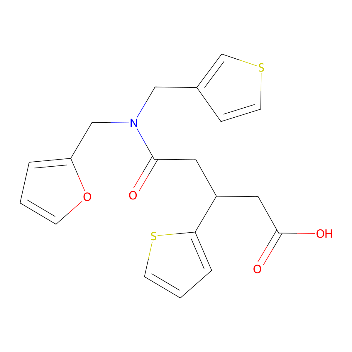 5-((Furan-2-ylmethyl)(thiophen-3-ylmethyl)amino)-5-oxo-3-(thiophen-2-yl)pentanoic acid molecular structure, CAS 1428380-21-5