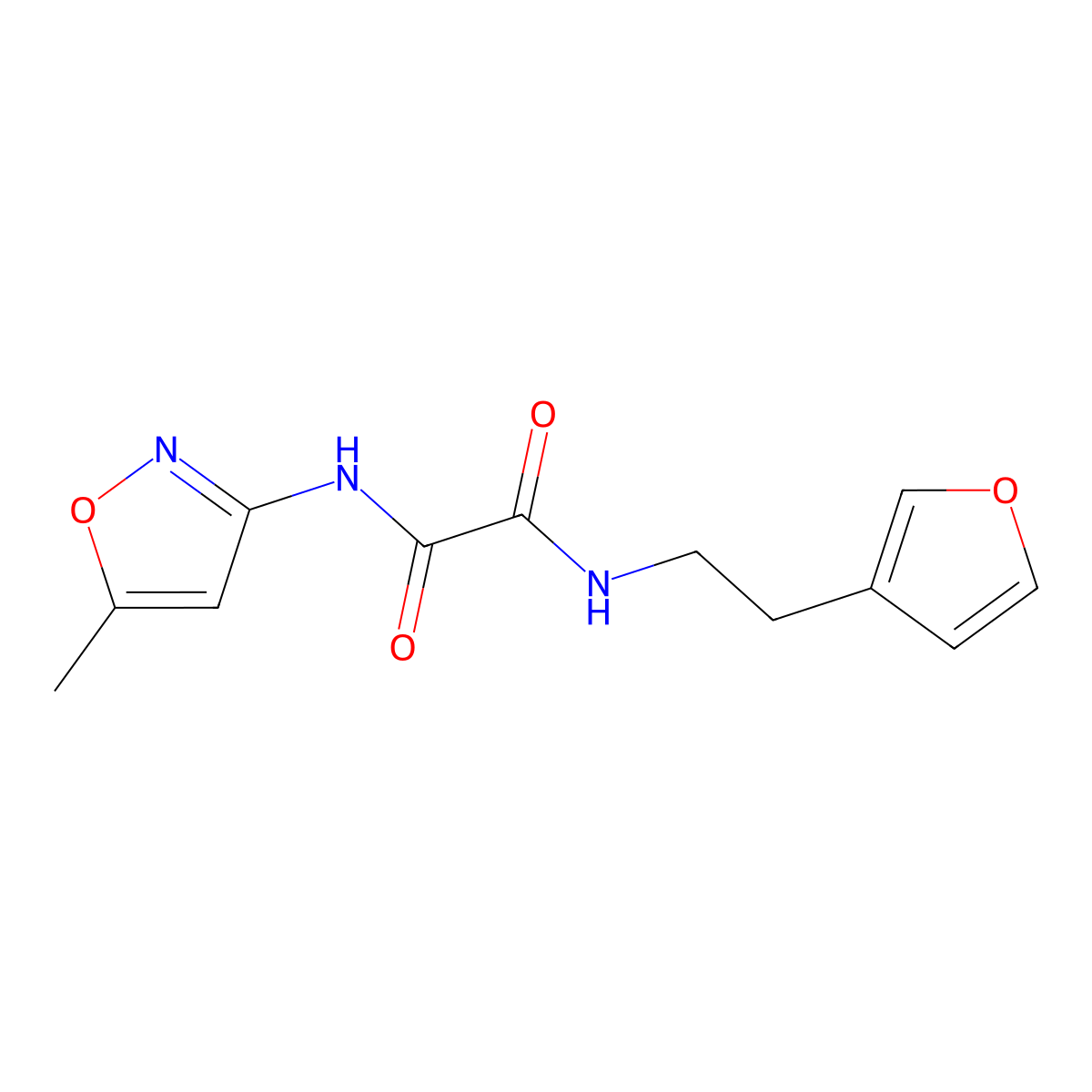 N1-(2-(furan-3-yl)ethyl)-N2-(5-methylisoxazol-3-yl)oxalamide molecular structure, CAS 1428380-23-7