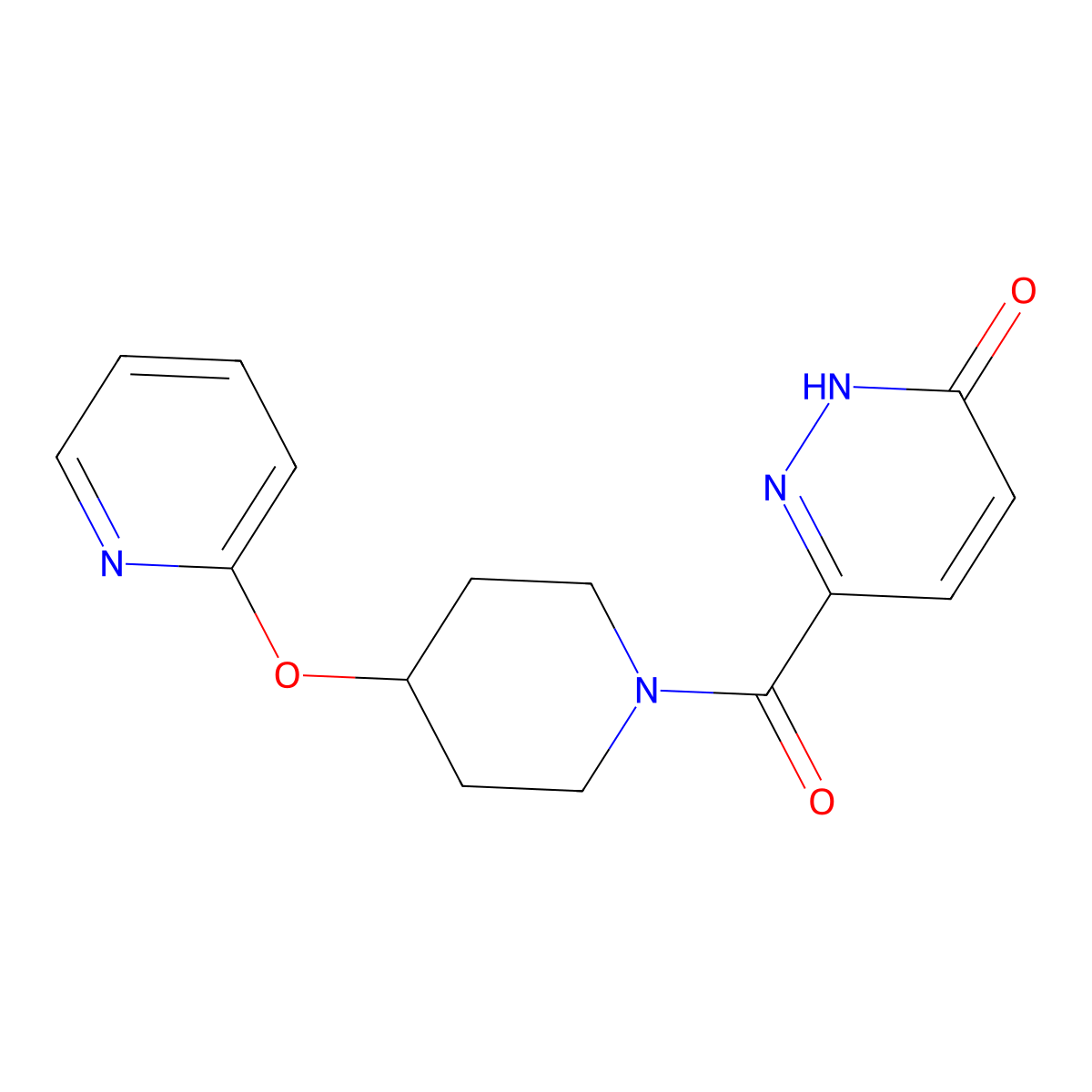 6-(4-(pyridin-2-yloxy)piperidine-1-carbonyl)pyridazin-3(2H)-one molecular structure, CAS 1428380-26-0