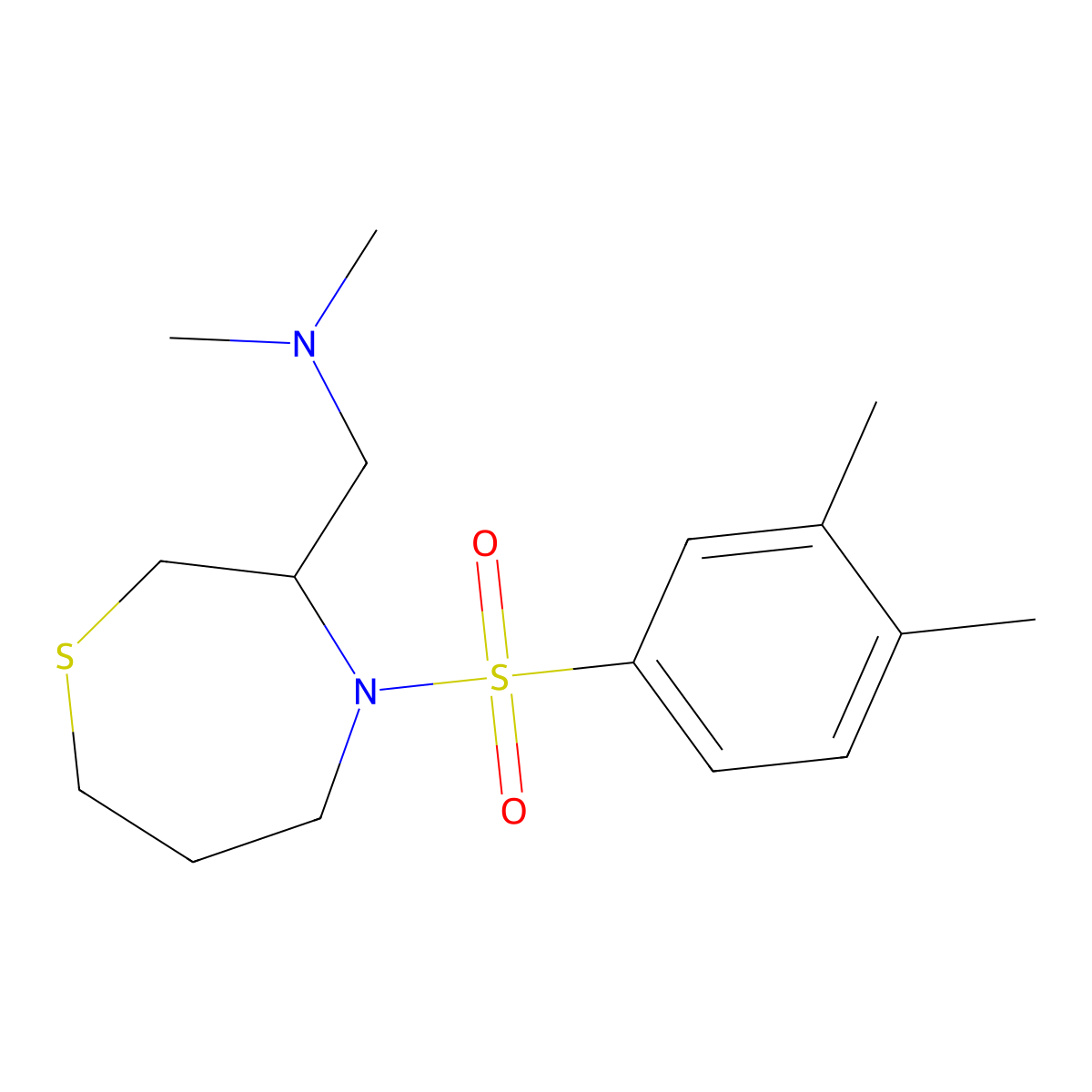 1-(4-((3,4-dimethylphenyl)sulfonyl)-1,4-thiazepan-3-yl)-N,N-dimethylmethanamine molecular structure, CAS 1428380-38-4