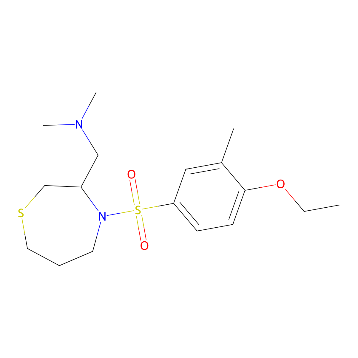 1-(4-((4-ethoxy-3-methylphenyl)sulfonyl)-1,4-thiazepan-3-yl)-N,N-dimethylmethanamine molecular structure, CAS 1428380-39-5
