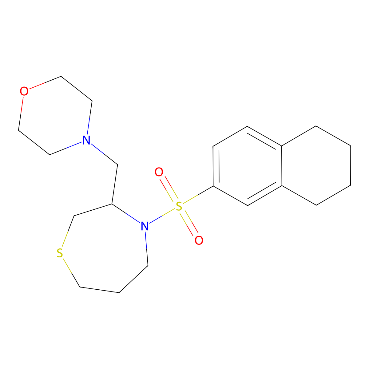 4-((4-((5,6,7,8-Tetrahydronaphthalen-2-yl)sulfonyl)-1,4-thiazepan-3-yl)methyl)morpholine molecular structure, CAS 1428380-40-8