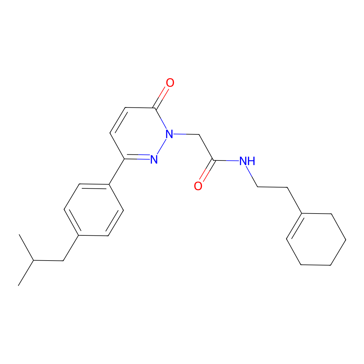 N-(2-(cyclohex-1-en-1-yl)ethyl)-2-(3-(4-isobutylphenyl)-6-oxopyridazin-1(6H)-yl)acetamide molecular structure, CAS 1428380-47-5