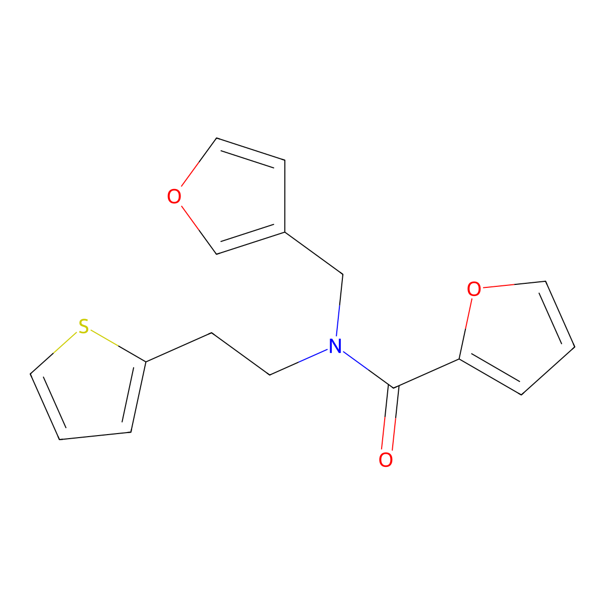N-(furan-3-ylmethyl)-N-(2-(thiophen-2-yl)ethyl)furan-2-carboxamide molecular structure, CAS 1428380-54-4