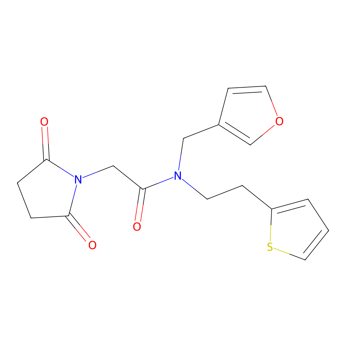2-(2,5-dioxopyrrolidin-1-yl)-N-(furan-3-ylmethyl)-N-(2-(thiophen-2-yl)ethyl)acetamide molecular structure, CAS 1428380-55-5