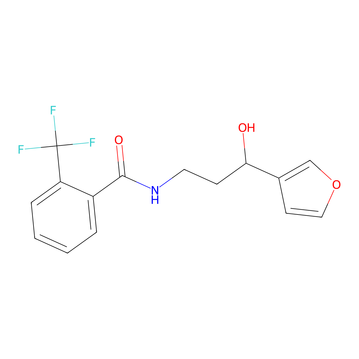 N-[3-(Furan-3-YL)-3-hydroxypropyl]-2-(trifluoromethyl)benzamide molecular structure, CAS 1428380-60-2