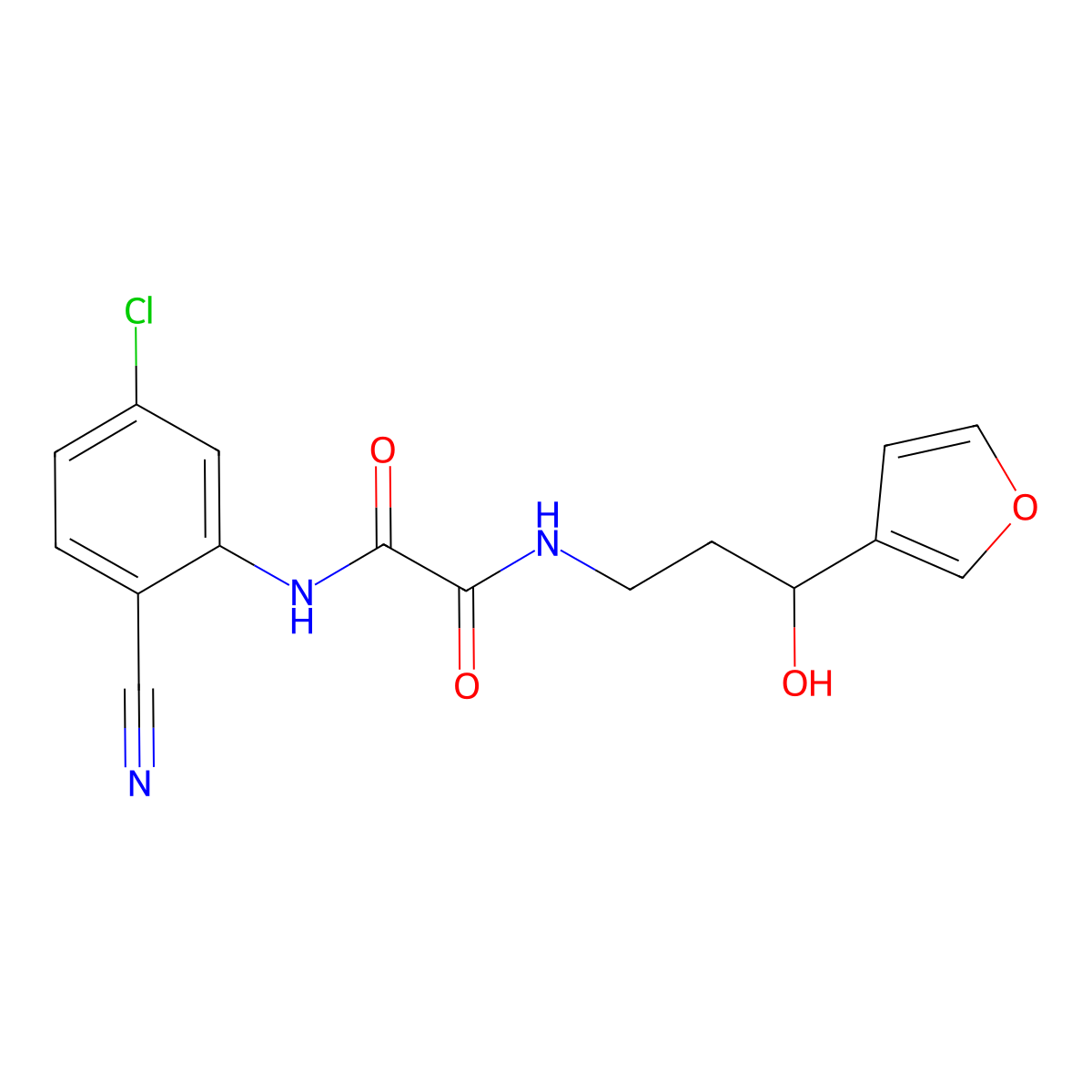 N1-(5-chloro-2-cyanophenyl)-N2-(3-(furan-3-yl)-3-hydroxypropyl)oxalamide molecular structure, CAS 1428380-64-6