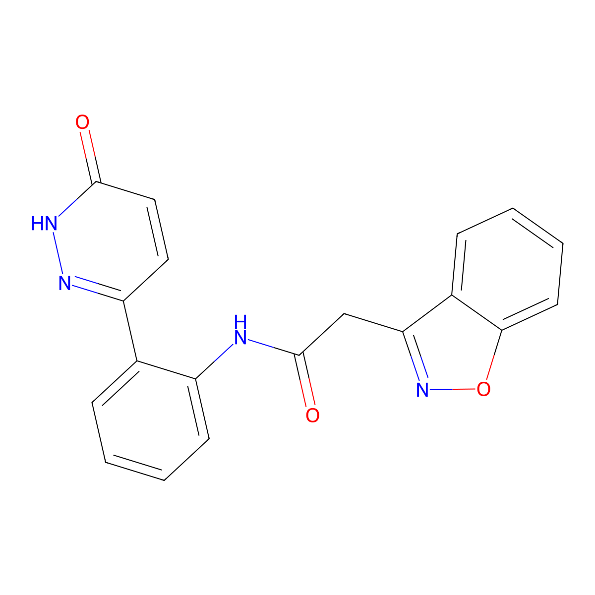 2-(benzo[d]isoxazol-3-yl)-N-(2-(6-oxo-1,6-dihydropyridazin-3-yl)phenyl)acetamide molecular structure, CAS 1428380-65-7