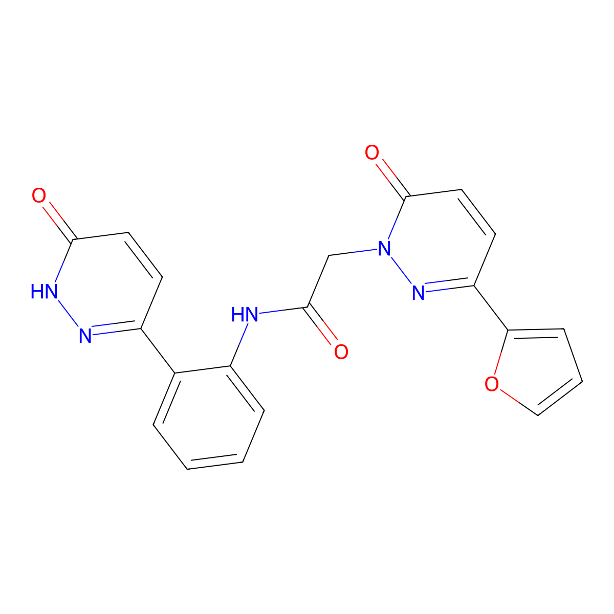 2-(3-(furan-2-yl)-6-oxopyridazin-1(6H)-yl)-N-(2-(6-oxo-1,6-dihydropyridazin-3-yl)phenyl)acetamide molecular structure, CAS 1428380-66-8