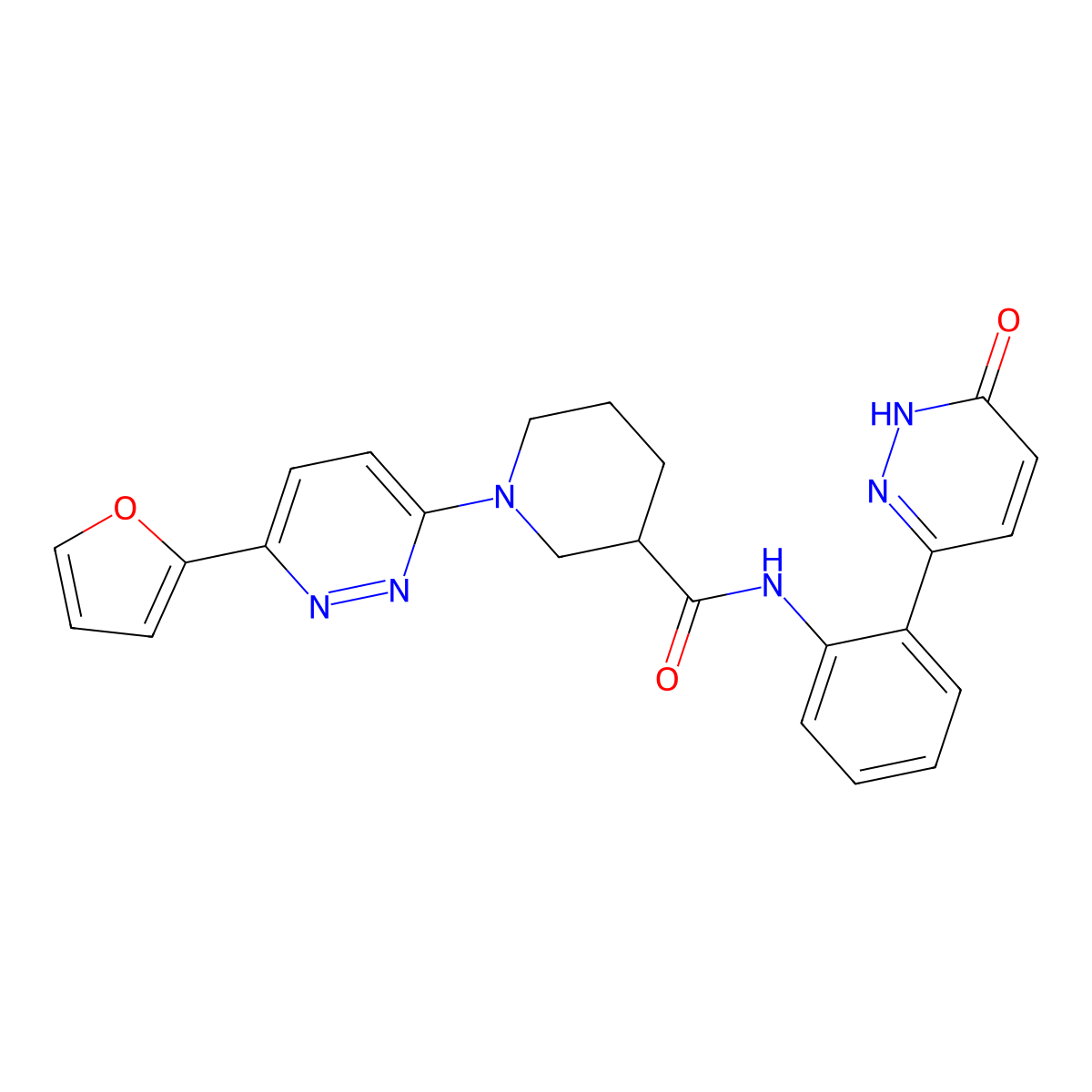 1-(6-(furan-2-yl)pyridazin-3-yl)-N-(2-(6-oxo-1,6-dihydropyridazin-3-yl)phenyl)piperidine-3-carboxamide molecular structure, CAS 1428380-67-9