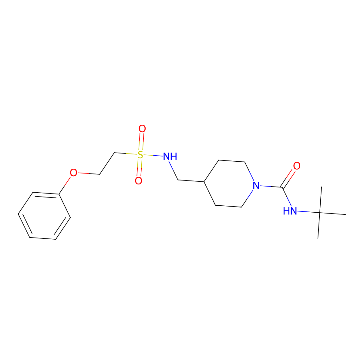 N-Tert-butyl-4-[(2-phenoxyethanesulfonamido)methyl]piperidine-1-carboxamide molecular structure, CAS 1428380-74-8