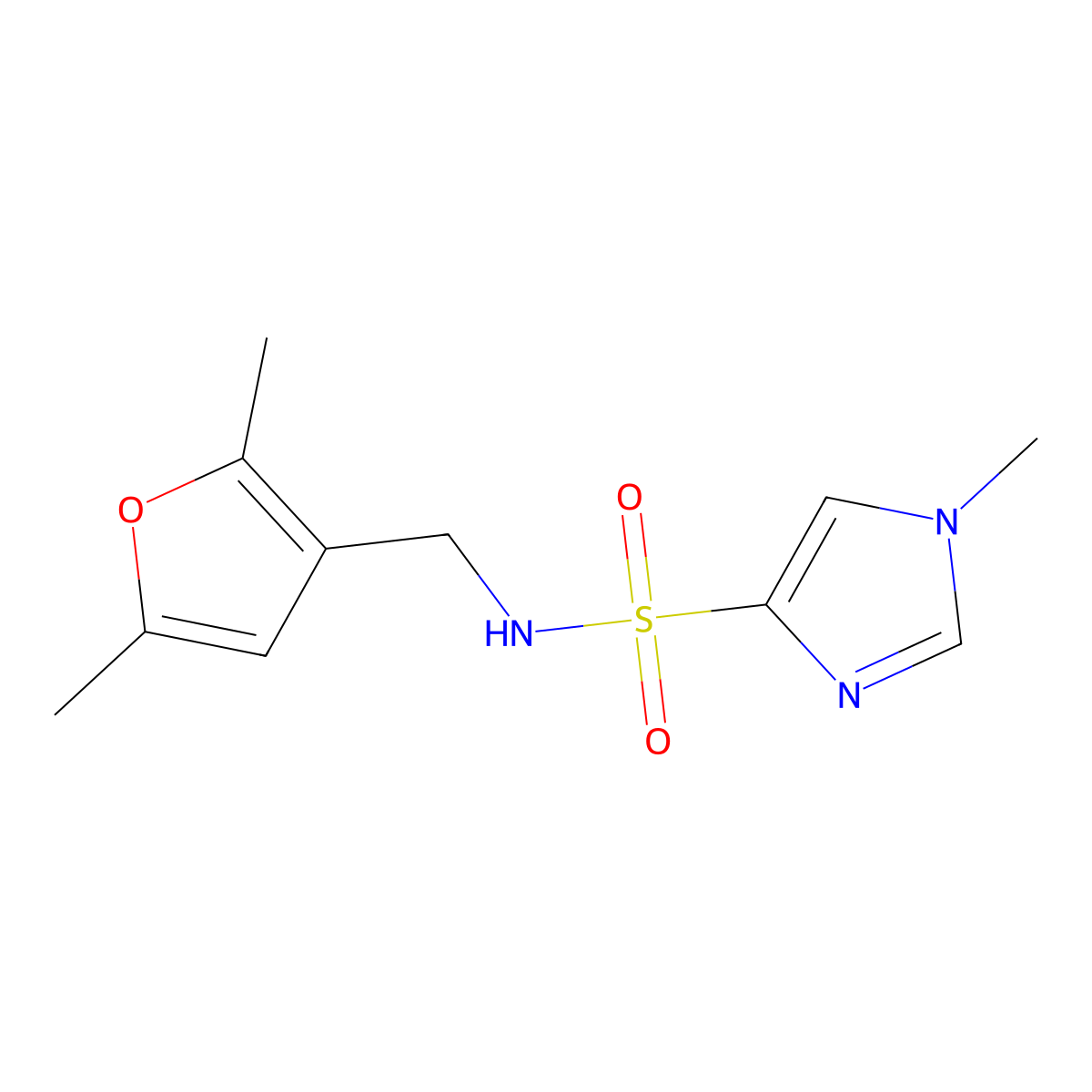 N-[(2,5-dimethylfuran-3-yl)methyl]-1-methyl-1H-imidazole-4-sulfonamide molecular structure, CAS 1428380-77-1