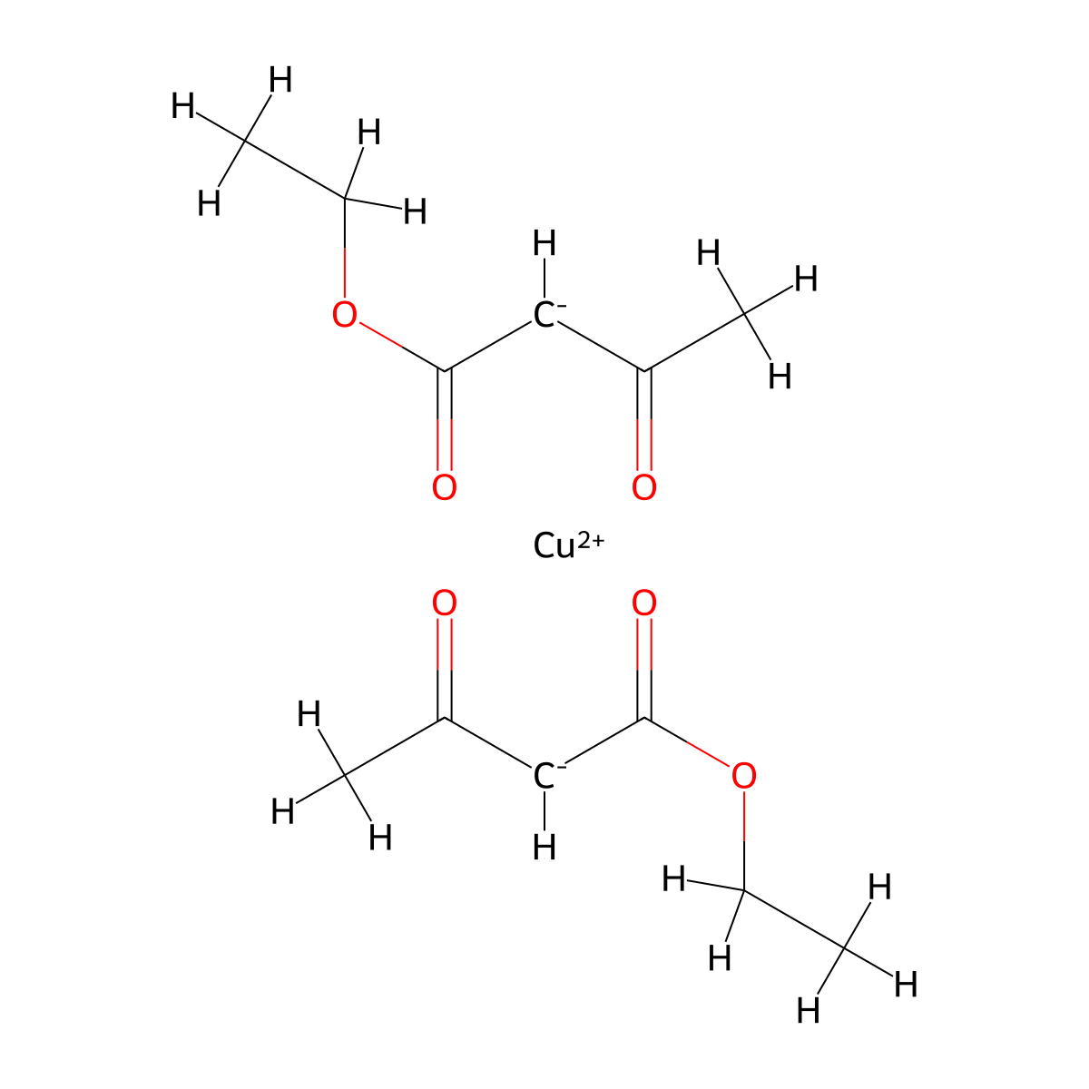 Copper(II) ethylacetoacetate molecular structure, CAS 14284-06-1