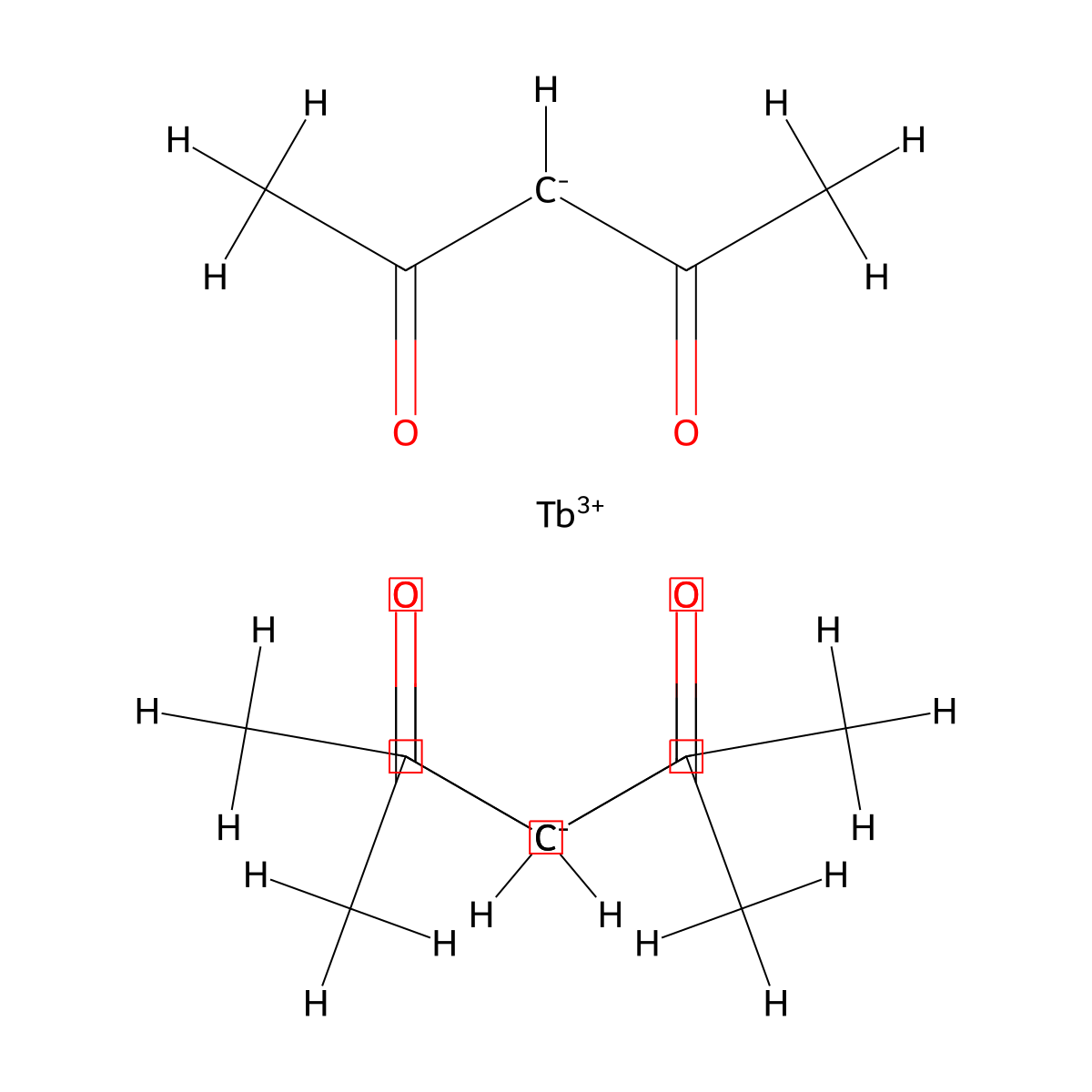 Terbium acetylacetonate molecular structure, CAS 14284-95-8