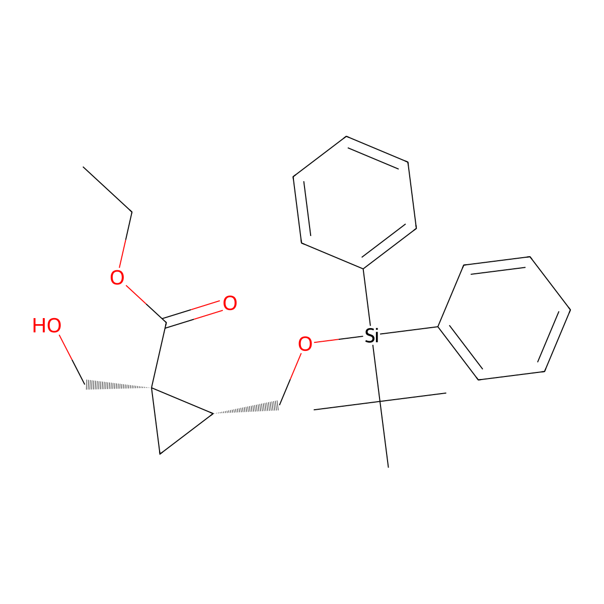 ethyl (1R,2R)-2-{[(tert-butyldiphenylsilyl)oxy]methyl}-1-(hydroxymethyl)cyclopropane-1-carboxylate molecular structure, CAS 1428427-13-7