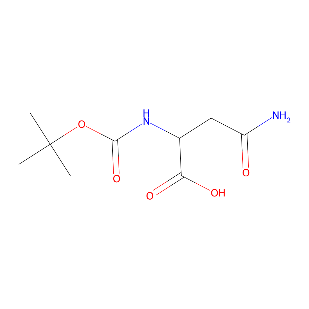 2-{[(Tert-butoxy)carbonyl]amino}-3-carbamoylpropanoic acid molecular structure, CAS 142847-17-4