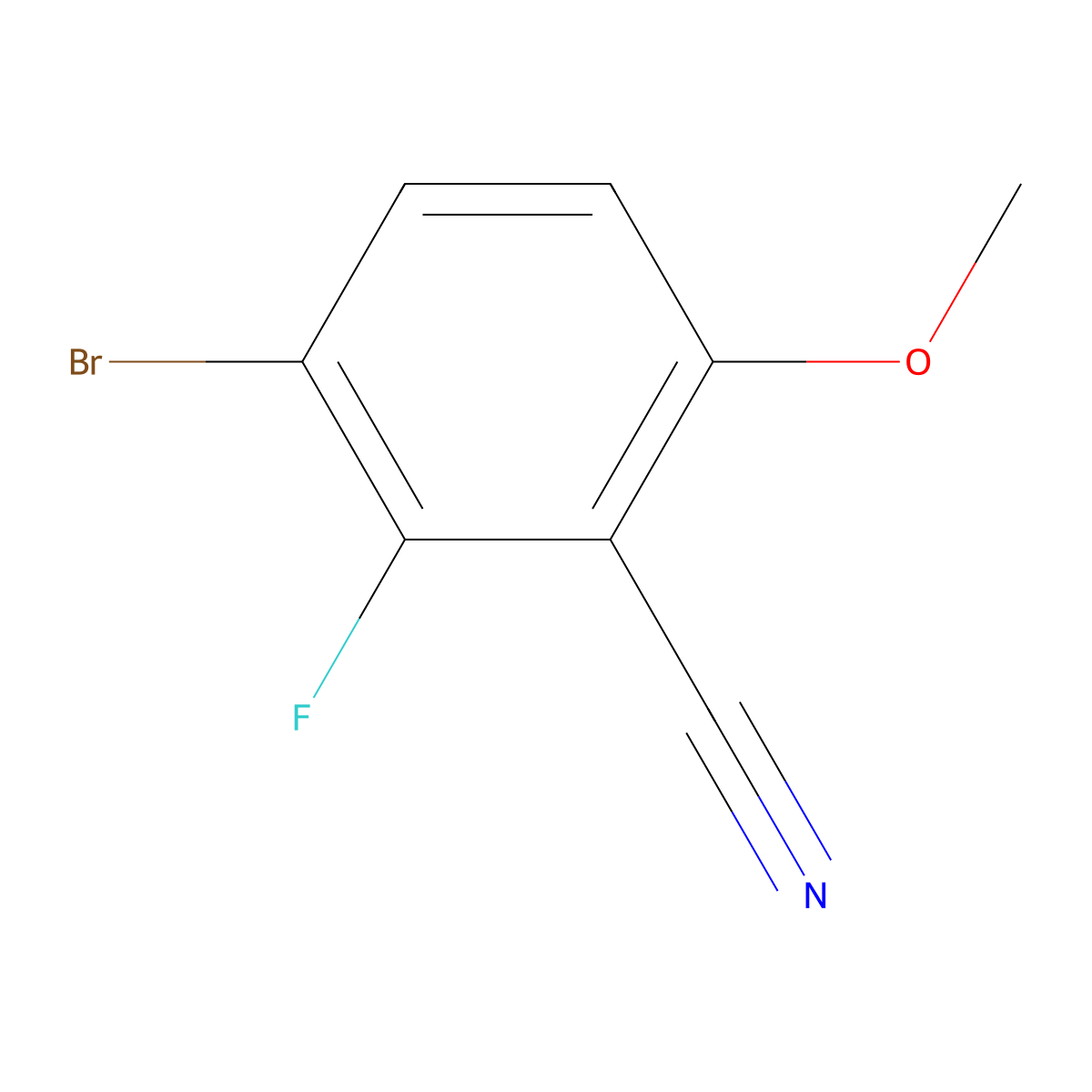 3-Bromo-2-fluoro-6-methoxybenzonitrile molecular structure, CAS 1428478-66-3