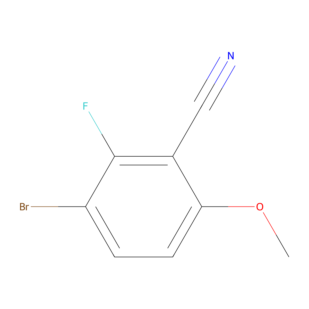 3-Bromo-2-fluoro-6-methoxybenzonitrile molecular structure, CAS 1428478-66-3