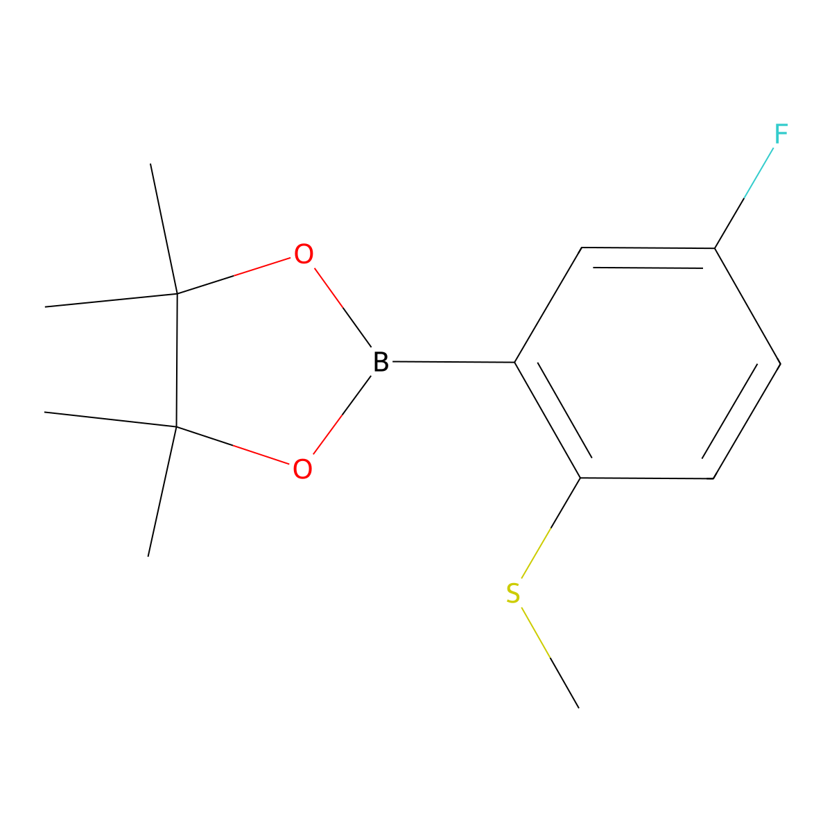 5-Fluoro-2-(methylthio)phenylboronic acid pinacol ester molecular structure, CAS 1428532-52-8