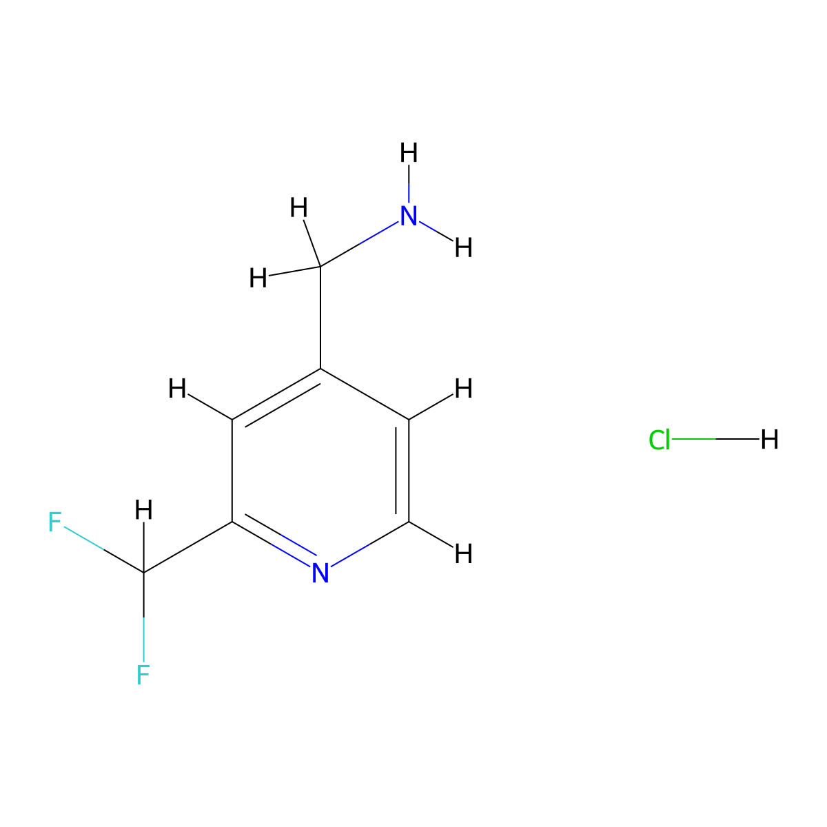 (2-(Difluoromethyl)pyridin-4-yl)methanamine hydrochloride molecular structure, CAS 1428532-89-1