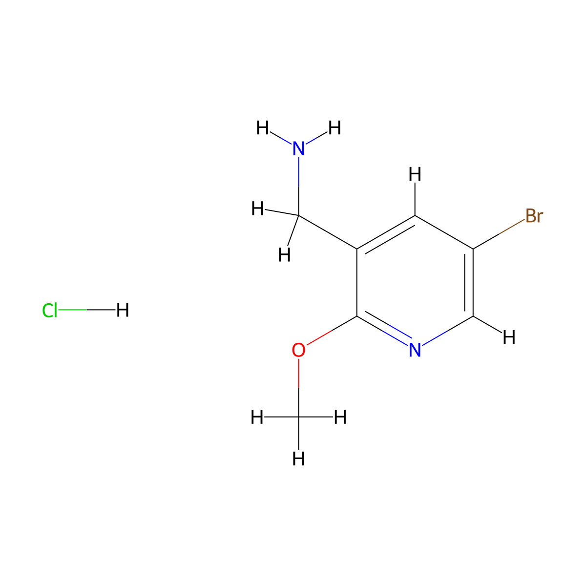 (5-Bromo-2-methoxypyridin-3-yl)methanamine hydrochloride molecular structure, CAS 1428532-91-5