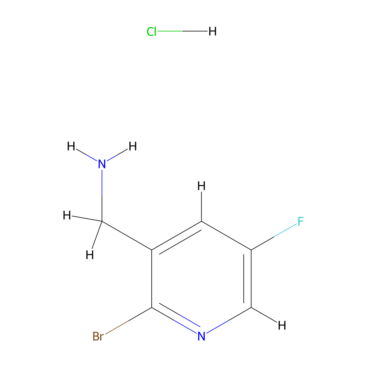 (2-Bromo-5-fluoropyridin-3-yl)methanamine hydrochloride molecular structure, CAS 1428532-95-9
