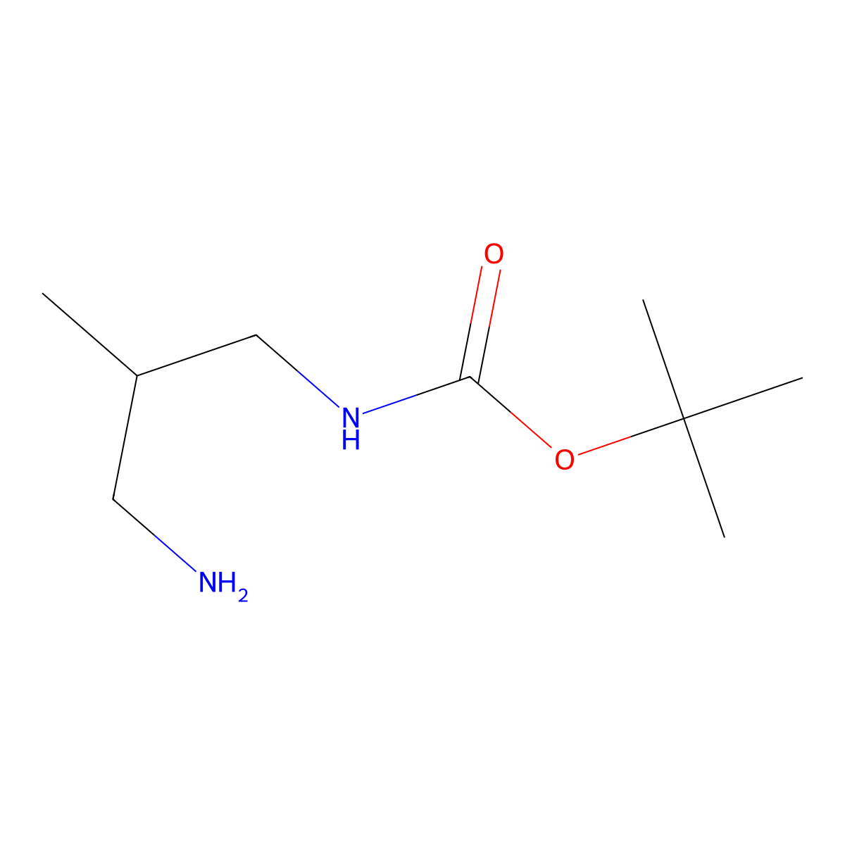 tert-butyl N-((2R)-3-amino-2-methylpropyl)carbamate molecular structure, CAS 1428552-81-1