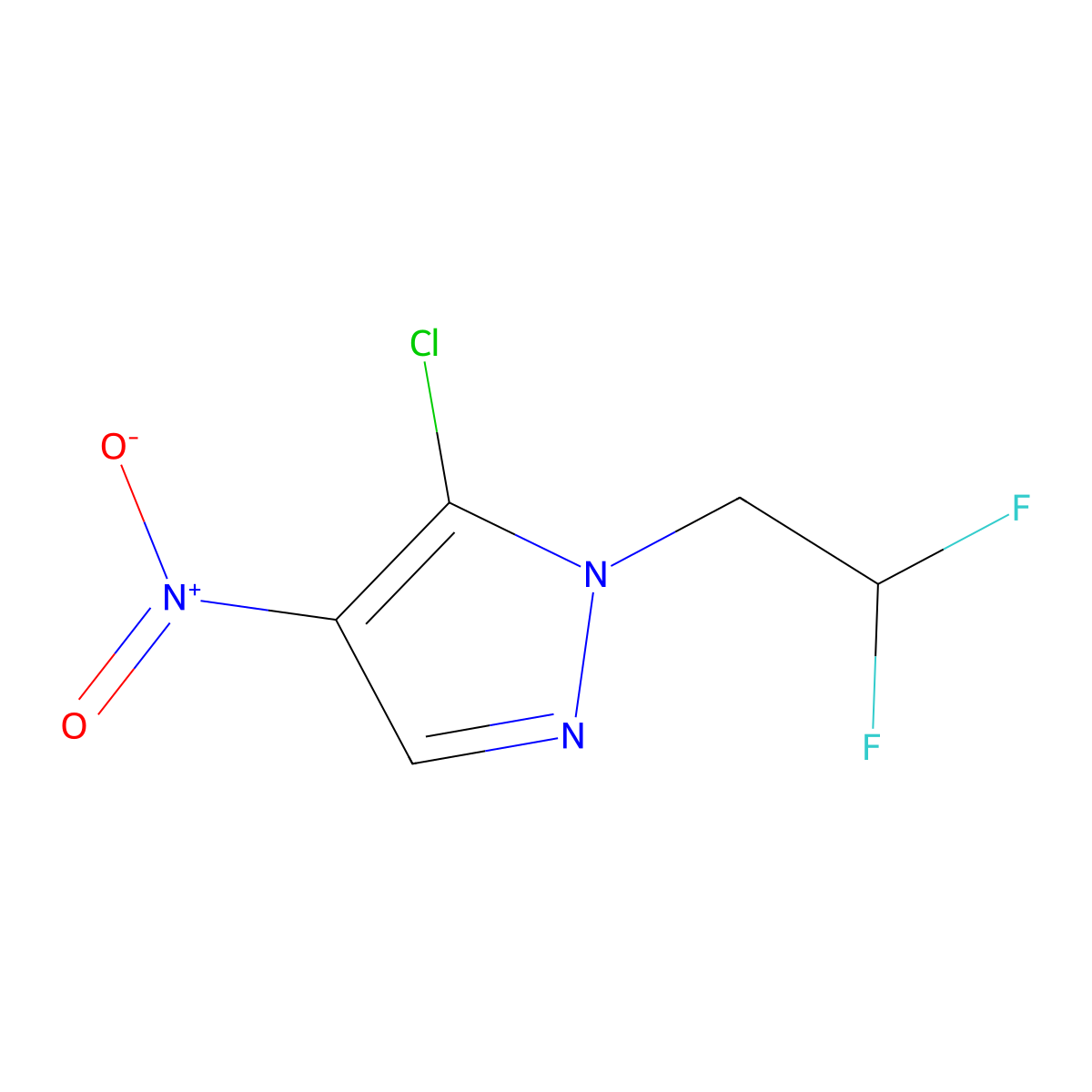 5-chloro-1-(2,2-difluoroethyl)-4-nitro-1H-pyrazole molecular structure, CAS 1428573-91-4