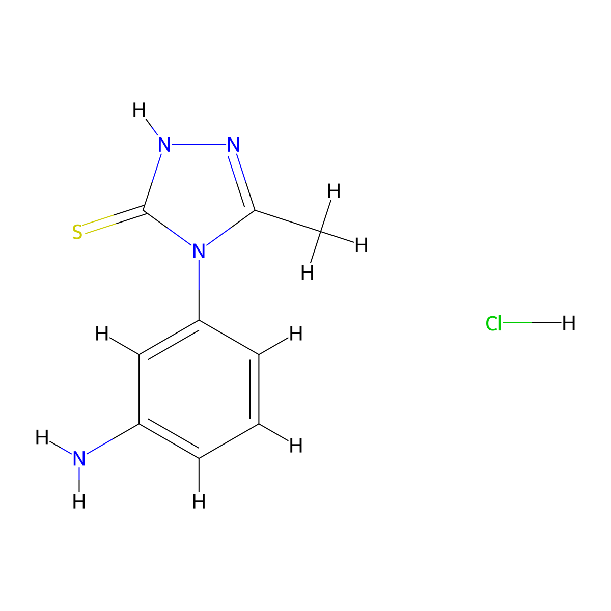 4-(3-aminophenyl)-5-methyl-4H-1,2,4-triazole-3-thiol hydrochloride molecular structure, CAS 142861-23-2