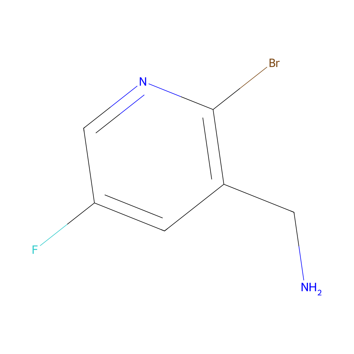 (2-Bromo-5-fluoropyridin-3-yl)methanamine molecular structure, CAS 1428618-83-0