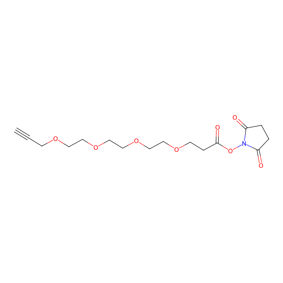 Propargyl-PEG4-NHS ester, N-Succinimidyl 4,7,10,13-tetraoxahexadec-15-ynoate molecular structure, CAS 1428629-70-2