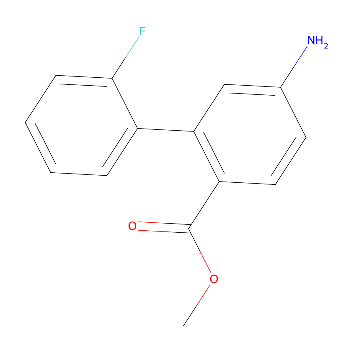 Methyl 5-amino-2'-fluoro-[1,1'-biphenyl]-2-carboxylate molecular structure, CAS 1428639-87-5