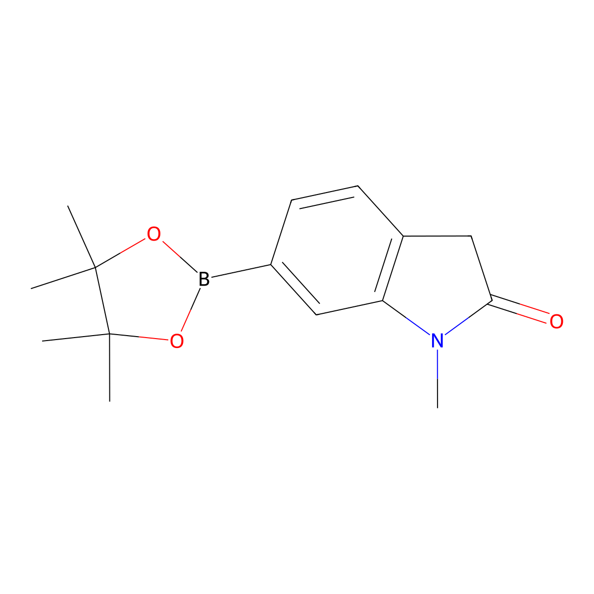1-methyl-6-(tetramethyl-1,3,2-dioxaborolan-2-yl)-2,3-dihydro-1H-indol-2-one molecular structure, CAS 1428666-17-4